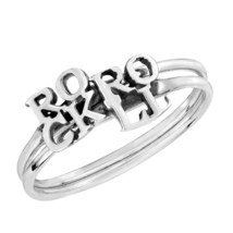 Funky Rock and Roll Old School Set of Sterling Silver Band Ring-9 - £12.70 GBP