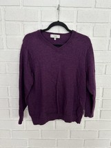 Vintage Turnbury Extra Fine Merino Wool Sweater V Neck Womens XL Purple - $23.51