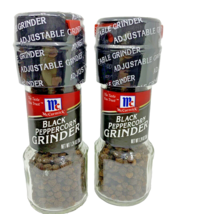 2 McCormick Black Peppercorn Grinders 1.24 oz Glass Adjustable Grind Gri... - £4.66 GBP