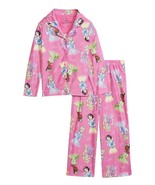 Disney Princess Girl&#39;s Pink Character Print Flannel Coat Pajama Set - $24.99