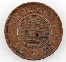 1867 Norvegia 1/2 Skilling (XF) Extra Sottile Condizioni - $674.71 MXN