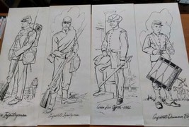 Civil War Confederate Soliders 4 Set Posters 1967 World Publishing 9x25 - $135.35