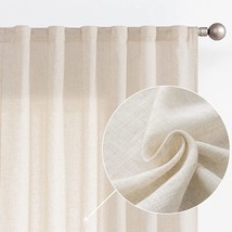 Jinchan Linen Drapes Rod Pocket Back Tab Beige Linen Blend Farmhouse Curtains - £36.73 GBP