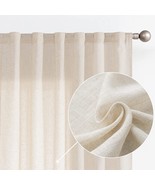 Jinchan Linen Drapes Rod Pocket Back Tab Beige Linen Blend Farmhouse Cur... - £37.72 GBP