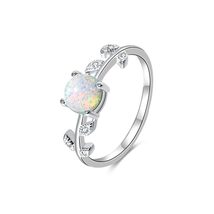 S925 Sterling Silver Spring Breeze Leaf Opal Ring for Women - $39.90