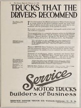1921 Print Ad Service Motor Trucks Drivers Recommend Made in Wabash,Indiana - £13.36 GBP