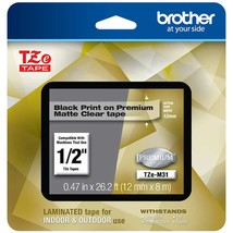 Brother P-touch TZe-M31 Black Print on Premium Matte Clear Laminated Tap... - £25.10 GBP
