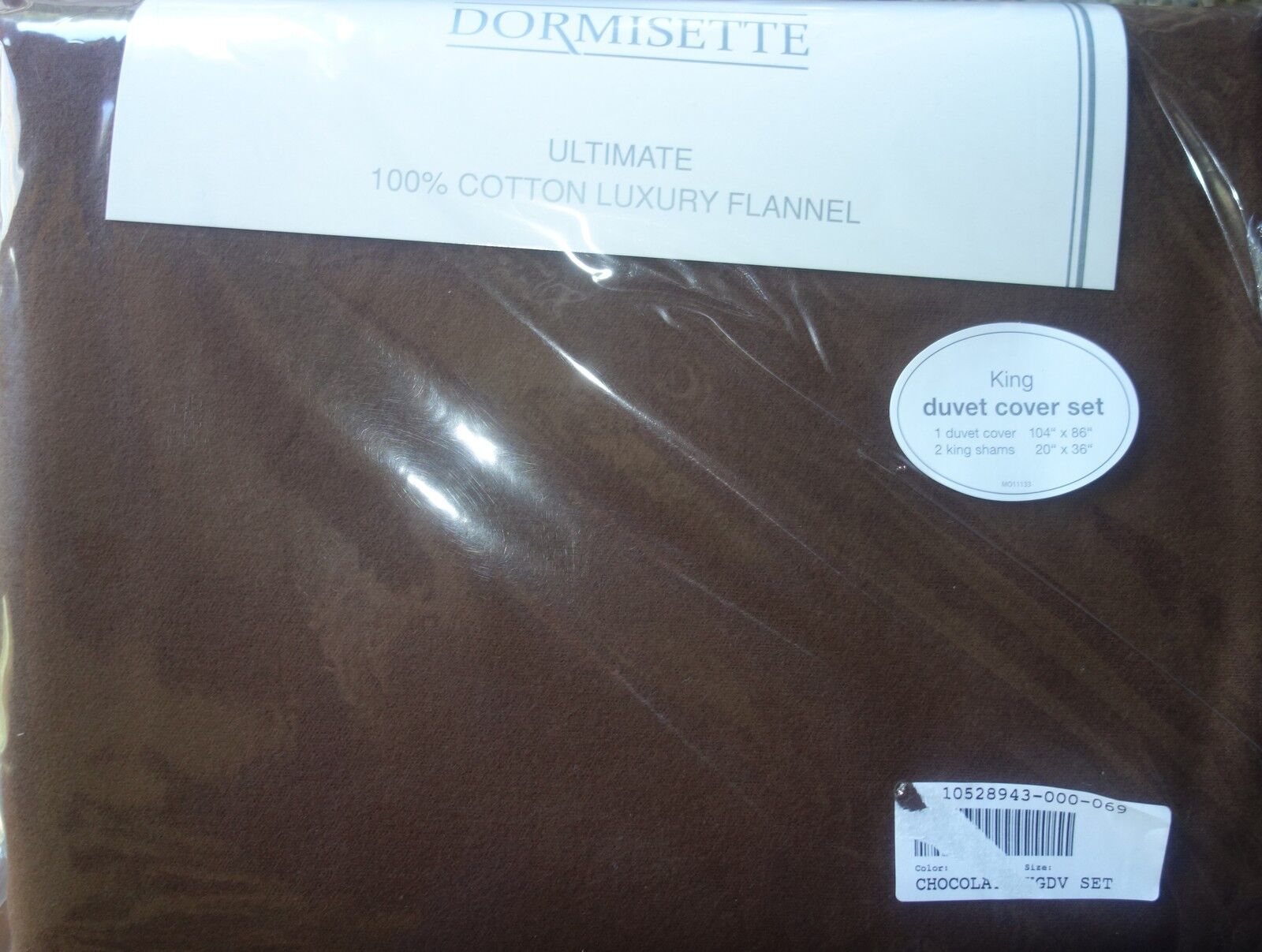 DORMISETTE GERMAN LUXURY Cotton FLANNEL 3PC KING DUVET COVER SET chocolate NEW - $120.27