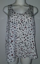 Lumiere Tank Top Size Medium Partly Open Ruffle Back Ivory Black Red Sheer Lined - £10.24 GBP