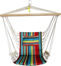 Hammock Chair Hanging Rope Swing Max 275 Lbs Cushions Included Tropical Stripes - £36.57 GBP