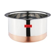 Steel Copper Bottom Tope Set of 1 pcs with Lid Gas Stove Compatible Patila 3.5 L - £30.05 GBP