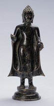 Ancien Thaï D&#39;Style Dvaravati Bronze Debout Prédication Statue de Bouddha - - $487.67