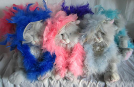 Russ Berrie Plush Grey Cat Kitty FIGARO Softies Stuffed Animal Boa Hat &amp; Wrap - £24.32 GBP