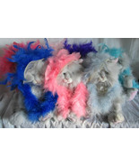 Russ Berrie Plush Grey Cat Kitty FIGARO Softies Stuffed Animal Boa Hat &amp;... - $663.97 MXN