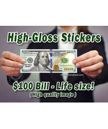 One Glossy Sticker Hundred Dollar Bills High Gloss Decal Money Labels $1... - £3.89 GBP