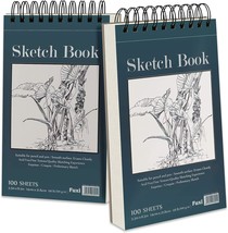 5.5&quot; X 8.5&quot; Sketchbook Set, Top Spiral Bound Sketch Pad, 2 Packs 100-Sheets Each - $36.96