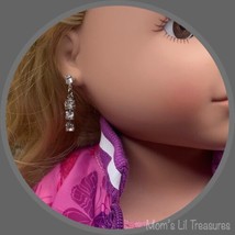 Clear Rhinestone Silver Dangle Doll Earrings • 18 Inch Doll Jewelry - £5.48 GBP