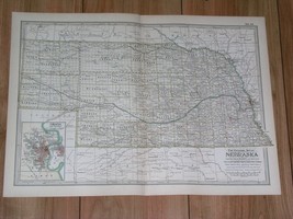 1897 Original Antique Map Of Nebraska / Omaha City Inset Map - $25.43