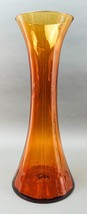 Blenko Vintage Mid Century Modern Orange Impressive Swirl Art Glass Vase 19 3/4&quot; - £436.69 GBP