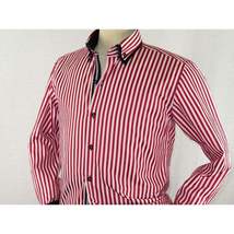 Men Makrom Shirt Cotton Blend wrinkle less Double collar Stripe 6493 red white image 3