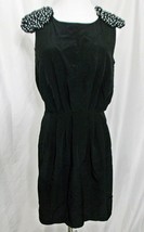 H &amp; M Dress Beaded Shoulders Epaulets Sleeveless LBD Black size 4 - £14.64 GBP