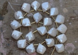 Natural 20 piece faceted silverite leaf gemstone briolette beads, 14x17 mm app,  - £52.31 GBP