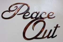 &quot;Peace Out&quot; Metal Word Art - Copper - 13&quot; wide x 9&quot; tall - £14.87 GBP
