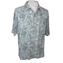 Caribbean Joe Men Hawaiian camp shirt pit to pit 24 L aloha luau tropical floral - £13.97 GBP