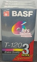BASF T120 3 Pack Blank 6 Hour VHS Tapes Stereo Extra Quality Sealed Free Ship - £10.50 GBP