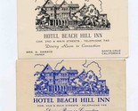 2 Hotel Beach Hill Inn Business Cards 2nd &amp; Main Streets Santa Cruz CA 1... - £21.81 GBP