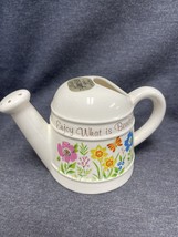 Small Porcelain Watering Can Music Box With Flowers Plays April showers 4” Tall - $7.92