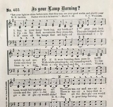 1883 Gospel Hymn Is Your Lamp Burning Sheet Music Victorian Religious AD... - $19.99