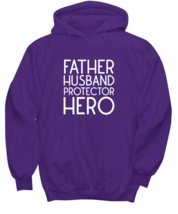 Dad Hoodie Father Husband Hero Purple-H - £25.44 GBP