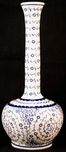 Hand Made Olive Farm Product of Turkey Blue &amp; White Porcelain Vase #4 - £24.03 GBP