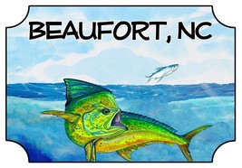 Beaufort NC Mahi Mahi Scene High Quality Decal Car Truck Window Cup Cooler - $6.95+