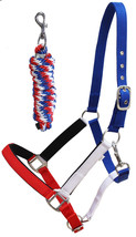 Horse Padded Adjustable Patriotic Red White Blue Nylon Halter Lead Rope 606177 - £25.89 GBP