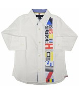 Tommy Hilfiger Boys Button-Front Long Sleeve Logo Shirt, White, Size XXS... - £34.94 GBP