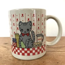 Vintage 70s 80s Japanese Cat In The Kitchen Porcelain Coffee Mug Cup Tea... - £39.17 GBP