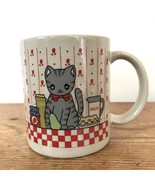 Vintage 70s 80s Japanese Cat In The Kitchen Porcelain Coffee Mug Cup Tea... - £39.27 GBP