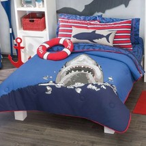 Shark Attack Teens Kids Boys Reversible Bedding Bed In A Bag Set 3 Pcs Twin - $102.90