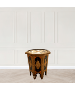 Brass &amp; Wood Moroccan Enameled Side Table - £511.13 GBP