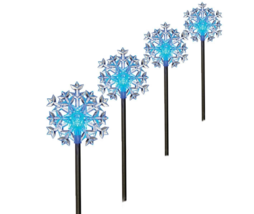 Color Changing Snowflakes 4-Piece LED Solar Pathway Markers New - £19.49 GBP
