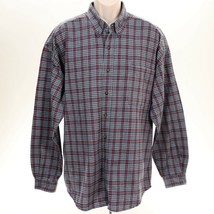 Structure Mens Plaid Flannel Shirt XL Button Front Long Sleeve Blue White Red - £20.25 GBP