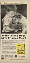 1958 Print Ad Friskies Meal Dog Food Collie Puppy Eating Carnation Los Angeles - $18.24