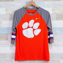 Clemson Tigers The Nike Tee Orange Gray Raglan Sleeve Football Womens Medium - £22.88 GBP