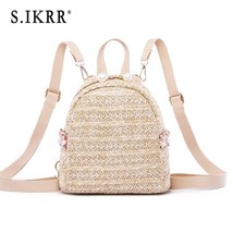 S.IKRR Women Woven Backpack School Rattan Bag Student School Bags For Te... - £30.22 GBP