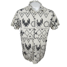 Arizona Jeans vintage Men shirt short sleeve pit to pit 23 L Aztec black &amp; white - £26.06 GBP