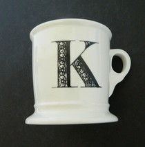 Monogram Mug Anthropologie Black K Initial Ceramic Shaving Cup Style White - $14.73