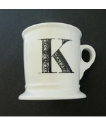 Monogram Mug Anthropologie Black K Initial Ceramic Shaving Cup Style White - £11.06 GBP