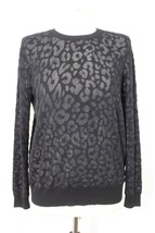 Theory M Black Jaidyn P Exhibit Burnout Animal Print Semi-Sheer Sweater - £27.63 GBP